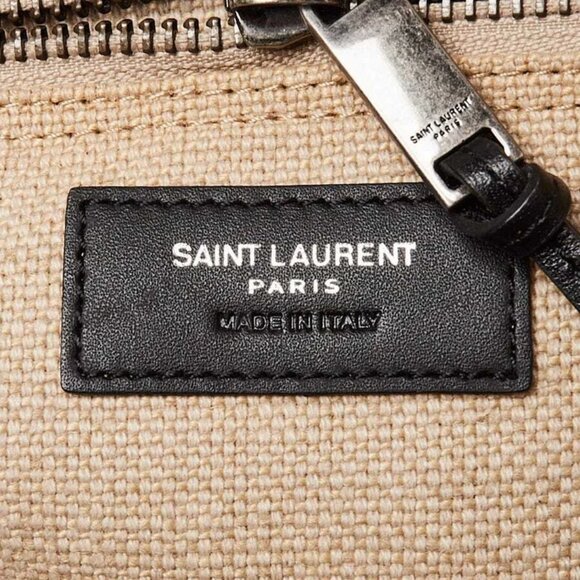 Yves Saint Laurent Natural Linen And Leather Rive Gauche Tote Bag - Picture 8 of 9